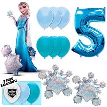 Frozen Airwalker Deluxe Balloon Bouquet - Blue Number 5 - £35.65 GBP