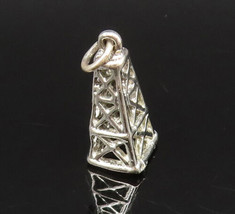 925 Sterling Silver - Vintage Openwork Tower Motif Cone Shaped Pendant -... - £20.23 GBP