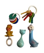 Vintage Rubber Duck Squeak Toys Plastic Key Chain Rattle Cat Baby Toddle... - $24.49