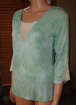 Bleu Clair Claire Pettibone Impression Top Shirt-Aqua~Style25440312 Sz S - £11.60 GBP