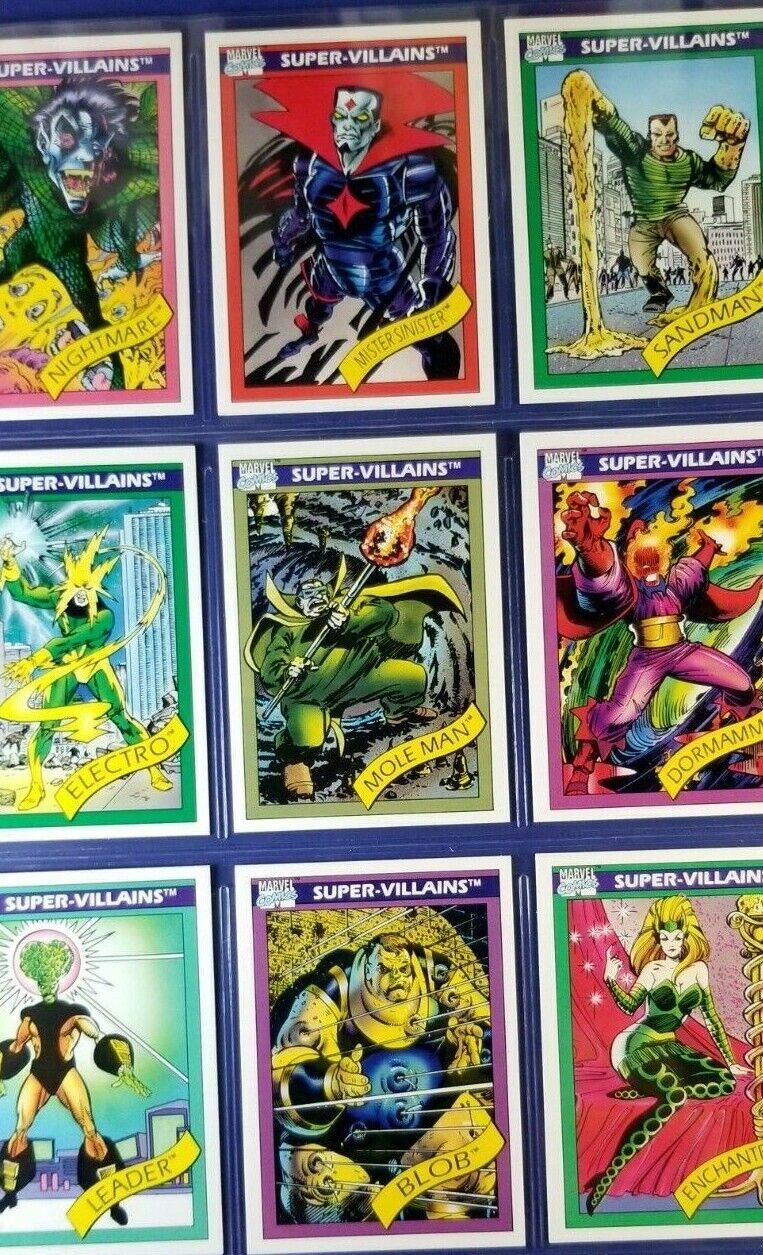 Primary image for NINE CLEAN Marvel Impel 1990 SUPERHERO CARDS Leader 56 65 66 58 68 69 62 71 70