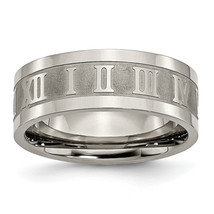 Chisel Titanium Satin Center 8mm Roman Numerals Flat Band TB346 - £50.25 GBP