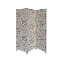 HomeRoots 3 Panel Soft Fabric Room Divider Beige Black - 71 x 47 x 1 in. - $448.11