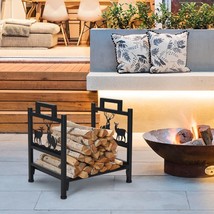 Indoor/Outdoor Firewood Log Rack - Steel Fireplace Storage Holder Fire U... - $56.04