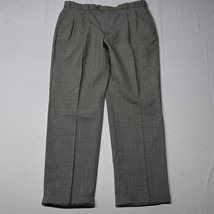 Vtg Roundtree &amp; Yorke 38x32 Gray Micro Houndstooth 100% Wool Pleated Dress Pants - £25.28 GBP