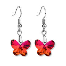 Red &amp; Purple Crystal Ombré Butterfly Drop Earrings - £7.85 GBP