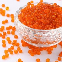 1 pound seed bead glass Transparent Dark Orange 4mm SEED X34 - £5.93 GBP