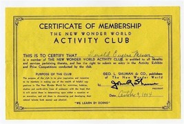 New Wonder World Activity Club Membership 1944 Library of Knowledge - £13.96 GBP