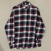 JACHS Plaid Flannel Shirt Thick Heavy Size Large Tall LT Red White Men’s... - £12.45 GBP