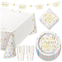 Twinkle Little Star Metallic Party Supplies - Shiny Gold Star Appetizer Dessert  - £11.47 GBP+