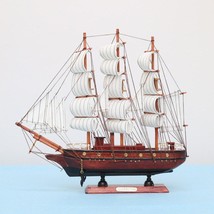 Wooden Crafts Mediterranean Style Sailing Boat Figurine Ornaments Ship Miniature - £40.66 GBP