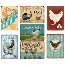 Chicken Farm Shop Poster Fresh Eggs Metal Tinplate Signs Vintage Wall Plaque - £13.81 GBP+