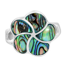 Hawaiian Plumeria Flower Abalone Shell Inlay Sterling Silver Floral Ring-9 - £14.90 GBP