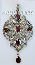 Victorian 2.44ct Rose Cut Diamond Ruby Wedding Pendant Vintage Jewelry Christmas - £866.35 GBP