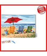 Elegant Beach Framed Paint by Numbers Set for Adults - Complete Art Project - $31.32 CAD
