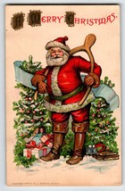 Santa Claus Christmas Postcard Wishbone X-mas Trees H.I. Robbins 1908 Embossed - £10.00 GBP
