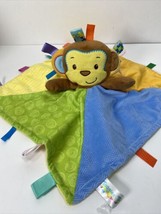 Taggies Monkey Lovey Colorful Ribbons Yellow Blue Baby Security Blanket Plush - £19.71 GBP
