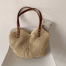Casual Large Capacity Straw Tote Bag Hollow Woven Women Shoulder Bags Summer Bea - £29.82 GBP