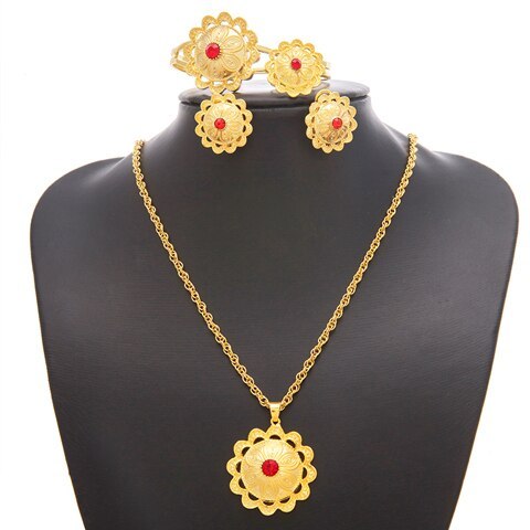 Primary image for Ethlyn Jewelry Ethiopian/Eritrean Bride Gold Color Jewelry Sets With Stone Afric