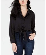 Love, Fire Juniors Button-Front Tie-Hem Shirt, Size Large - $26.73