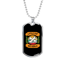 Little Pup Big World Bones Necklace Stainless Steel or 18k Gold Dog Tag 24&quot; Cha - £37.31 GBP+