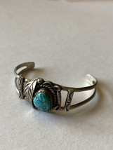 Navajo -Cuff Bracelet - Sterling / Turquoise - 3 3/4&quot; + 1  1/2&quot; - $78.21