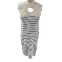 NWT Floris Dress Made in Italy Crochet Ivory blue Metallic Stripe M/L Mi... - $43.56