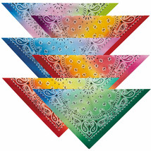 Ombre Paisley Bandanas Classic Look Cotton 22&quot; Choose From 6 Color Fade Patterns - £7.82 GBP