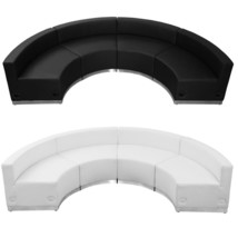 Black White Leather* 4 Pc Sectional Reception Office Hotel Conf Ctr Semicircle - £1,918.42 GBP