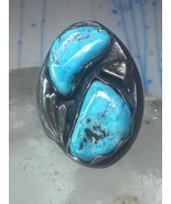 Navajo turquoise ring Heavy band sterling silver size 9 women men - $4,383.35 MXN