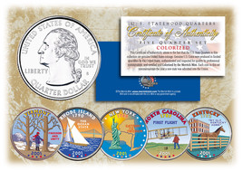 2001 US Statehood Quarters COLORIZED Legal Tender 5-Coin Complete Set w/Capsules - £12.66 GBP