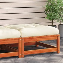 Patio Footstool with Cushion Wax Brown Solid Wood Pine - $236.49
