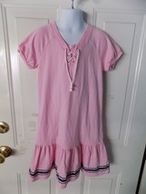 Ralph Lauren Pink/White/Blue Lace Tie Short Sleeve Dress Size 6X Girl's EUC HTF - £16.61 GBP