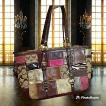 Vintage Coach Legacy Purse Tote Shoulder Bag Limited Edition Holiday Patchwork - £53.50 GBP