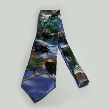 Reedst James Men Dress Tie 4&quot; wide 59&quot; long Polyester eagles print USA - £5.34 GBP