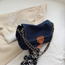 Elegant Flap Denim Women Messenger Bags Soft Single Strap Crossbody Bags Female  - £22.10 GBP