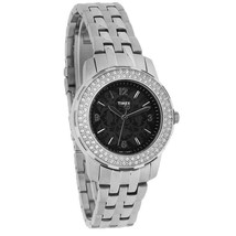 Timex T2P397 Women&#39;s Starlight Collection Crystal Black Floral Dial Watch - £157.11 GBP