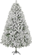 6FT Premium Artificial Christmas Tree Snow Flocked Hinged Pine Tree w 1000 Snowf - £125.24 GBP