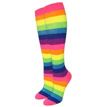 Women Girls NEON RAINBOW STRIPES Funky Novelty Knee High Socks - €4,02 EUR