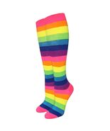 Women Girls NEON RAINBOW STRIPES Funky Novelty Knee High Socks - $4.72