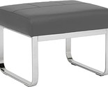 Studio Designs Home Allure Blended Leather Ottoman In Smoke Gray - $233.99