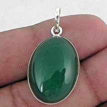 925 Sterling Silver Natural Green Onyx Gemstone Handmade Pendant Her Gift PS1572 - £44.34 GBP