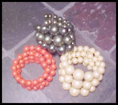 3 Vintage Memory Wire Graduating Beaded Bracelets Free Shipping - $18.50