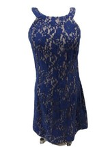 Enfocus Studio Blue Floral Lace Overlay Sleeveless Dress, Women&#39;s Size 4 - £9.82 GBP