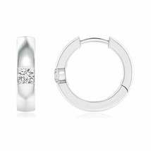 Authenticity Guarantee 
ANGARA 3MM Channel-Set Round Diamond Hinged Hoop Earr... - £735.98 GBP