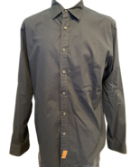 Michael Kors Classic Fit Mens Button Front Micro Dot Shirt Navy Blue Large - £9.28 GBP
