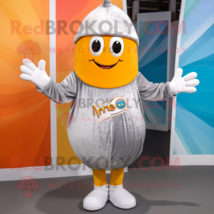 Silver Mango mascot costume character dressed with a T-Shirt and Beanies - £982.31 GBP