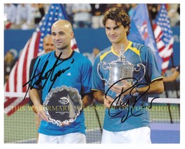 Roger Federer And Andre Agassi Autographed Auto 8x10 Rp Photo - £11.98 GBP