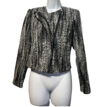 Cabi Womens Size 2 Tweed Long Sleeve Moto Mockingbird Zip Up #529 Jacket - £19.73 GBP