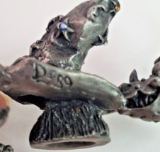 Pewter Dragons Fighting over Jeweled Wizard Hat Signed &quot;D&quot; 1989 Vintage - £15.48 GBP